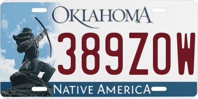 OK license plate 389ZOW