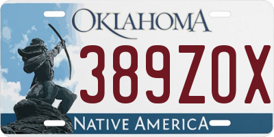 OK license plate 389ZOX