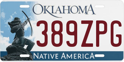 OK license plate 389ZPG
