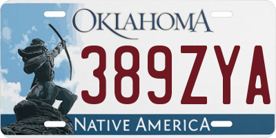 OK license plate 389ZYA