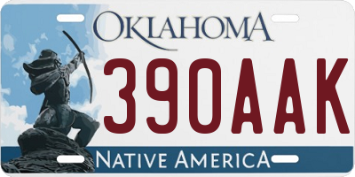 OK license plate 390AAK