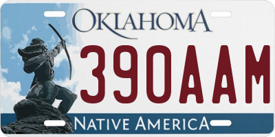 OK license plate 390AAM