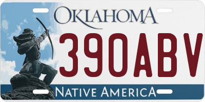 OK license plate 390ABV