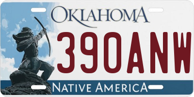 OK license plate 390ANW