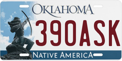 OK license plate 390ASK