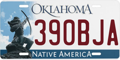 OK license plate 390BJA