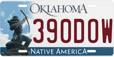 OK license plate 390DOW