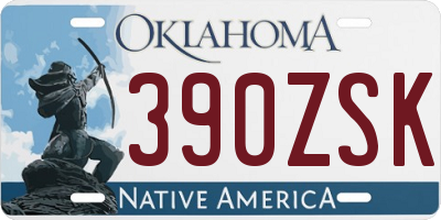 OK license plate 390ZSK