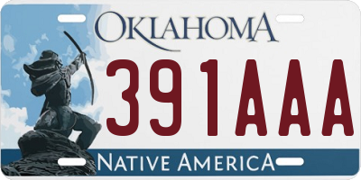 OK license plate 391AAA