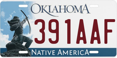 OK license plate 391AAF