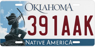 OK license plate 391AAK