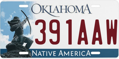 OK license plate 391AAW