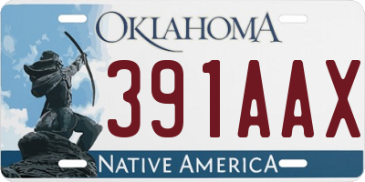 OK license plate 391AAX