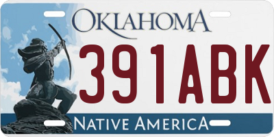 OK license plate 391ABK