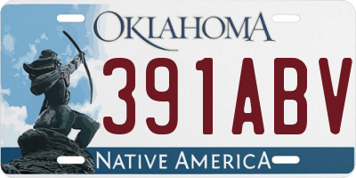 OK license plate 391ABV