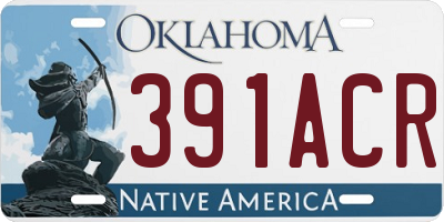 OK license plate 391ACR
