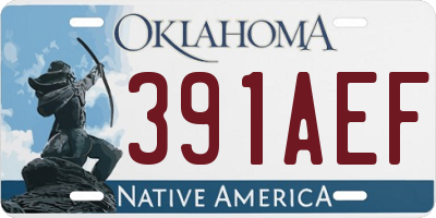 OK license plate 391AEF