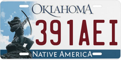 OK license plate 391AEI