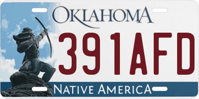 OK license plate 391AFD