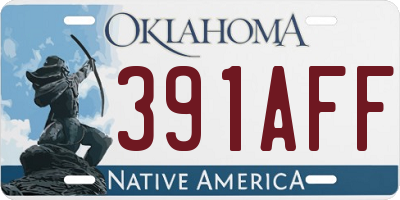 OK license plate 391AFF