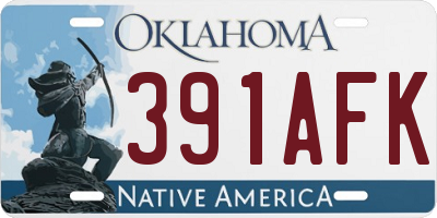 OK license plate 391AFK