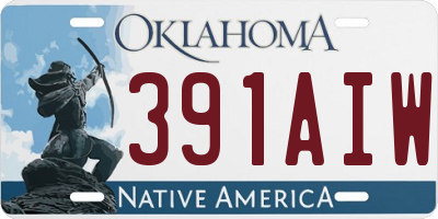 OK license plate 391AIW