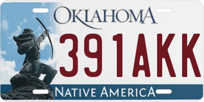 OK license plate 391AKK