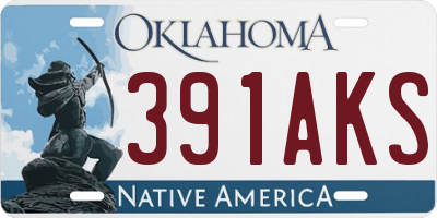 OK license plate 391AKS