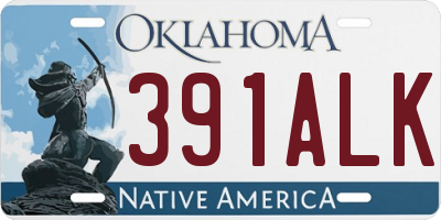 OK license plate 391ALK