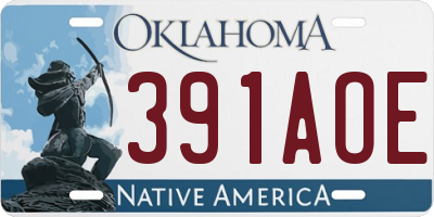 OK license plate 391AOE