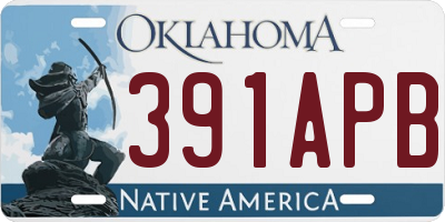 OK license plate 391APB