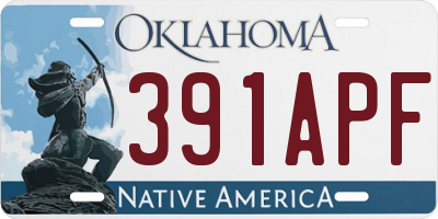 OK license plate 391APF