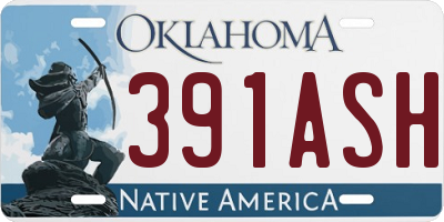 OK license plate 391ASH