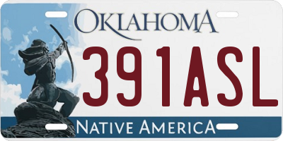 OK license plate 391ASL
