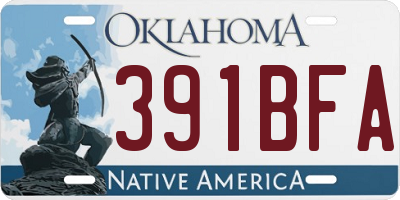 OK license plate 391BFA