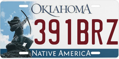 OK license plate 391BRZ