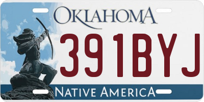 OK license plate 391BYJ