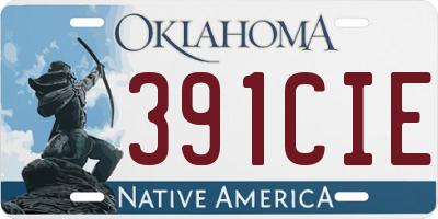 OK license plate 391CIE