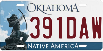 OK license plate 391DAW
