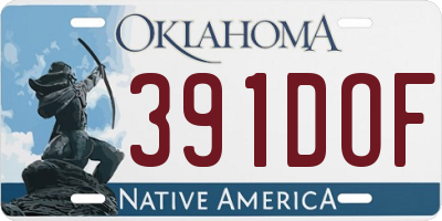 OK license plate 391DOF