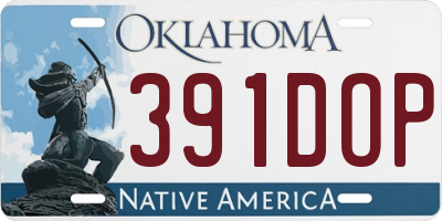 OK license plate 391DOP