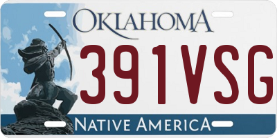 OK license plate 391VSG