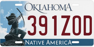 OK license plate 391ZOD