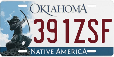 OK license plate 391ZSF