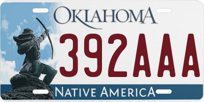 OK license plate 392AAA