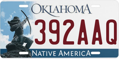 OK license plate 392AAQ