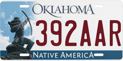 OK license plate 392AAR