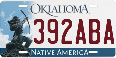 OK license plate 392ABA