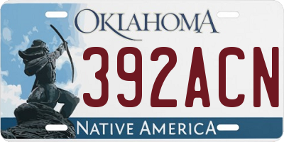 OK license plate 392ACN