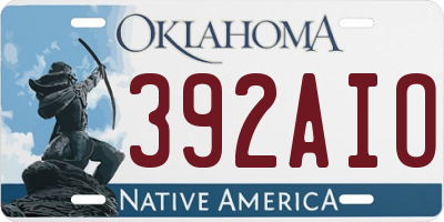 OK license plate 392AIO
